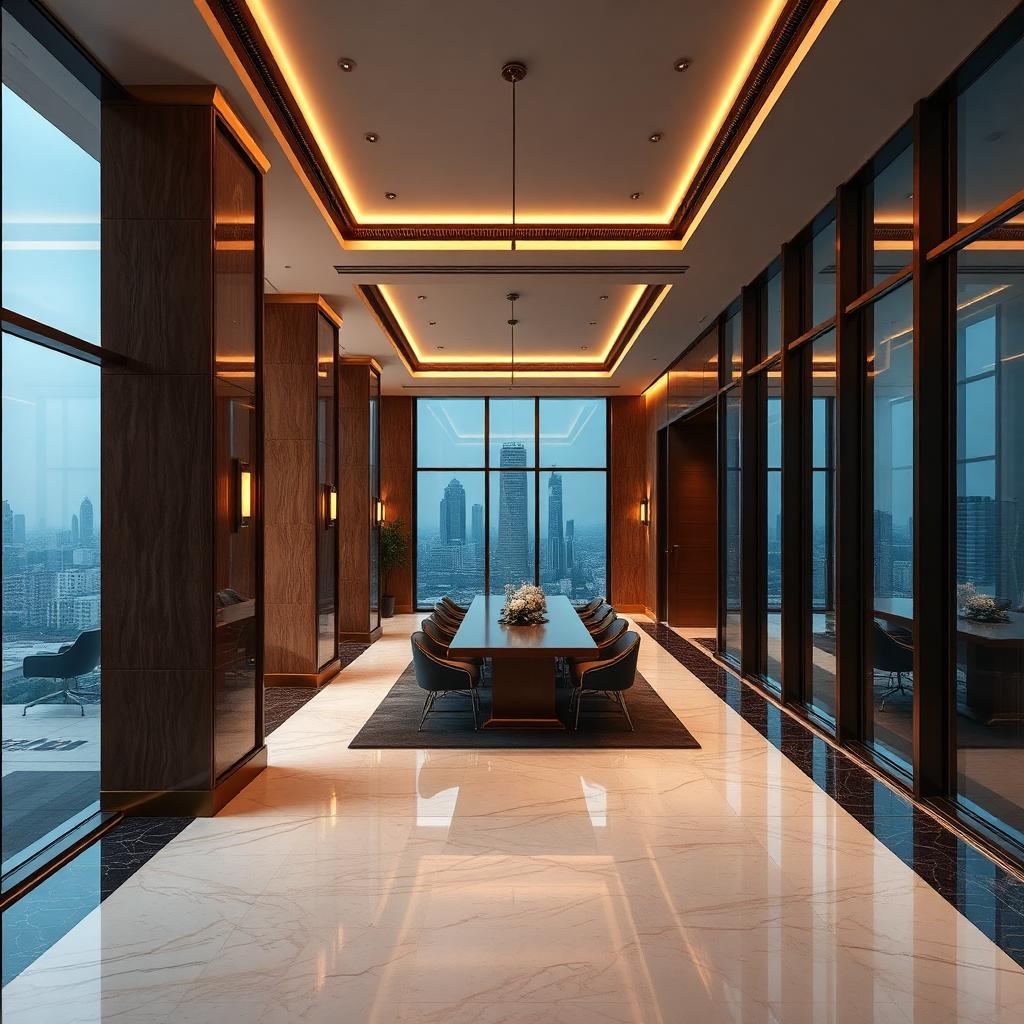 Luxurious modern administrative building interior finished by Mass Quality